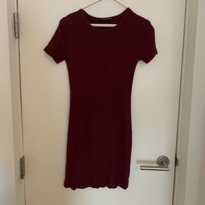 Maroon ribbed Barney Melville dress.